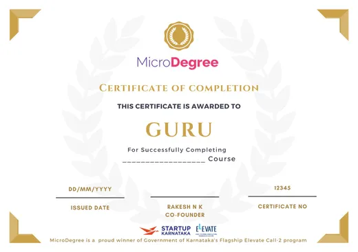 MicroDegree course completion certificate